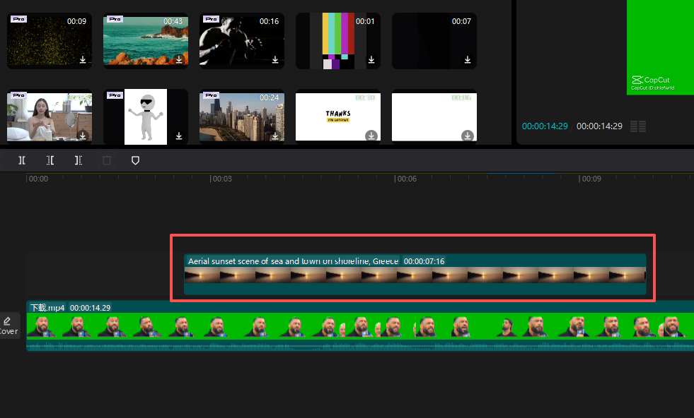 Select the main video and add it to the timeline.