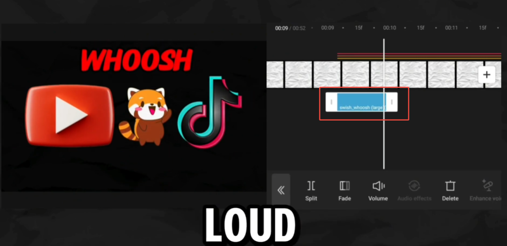 how to do whoosh effect at beginning of clip capcut