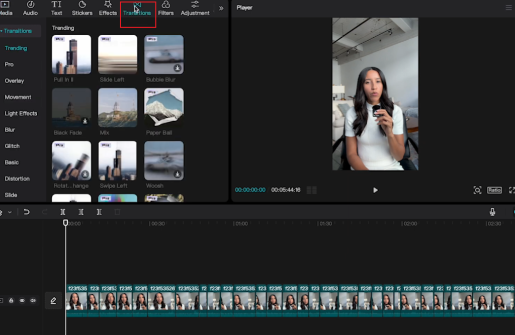 How to Add Transitions in CapCut Mod