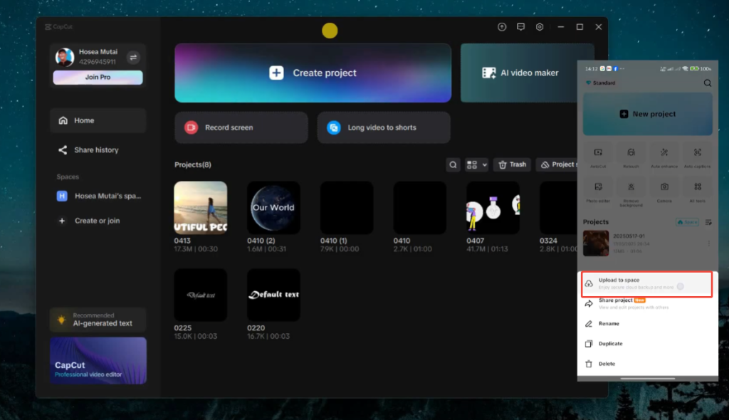 Transfer CapCut Projects from Phone to PC Without Losing Quality